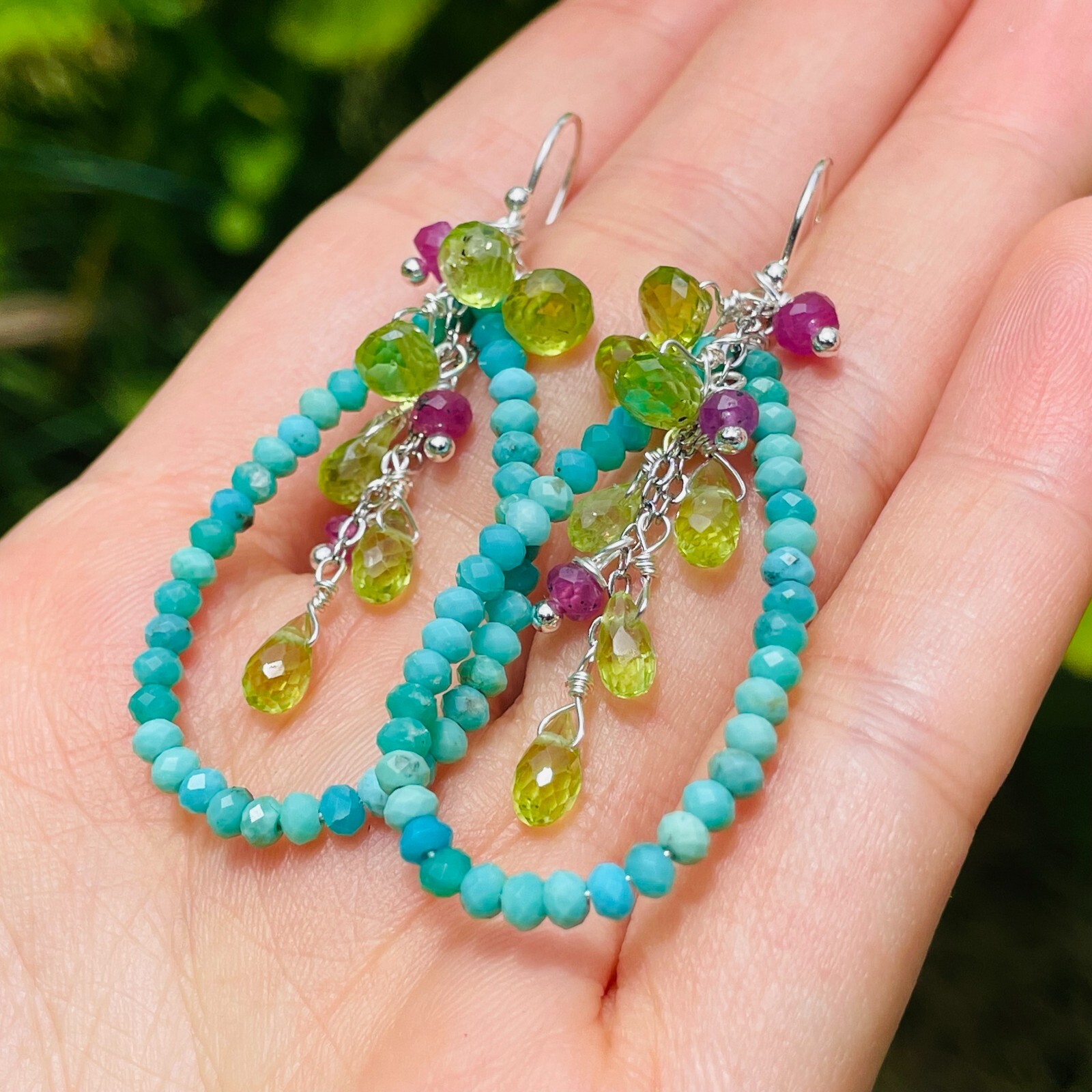 Boucles d'oreilles argent hypoallergénique et turquoise véritable anti-irritaion