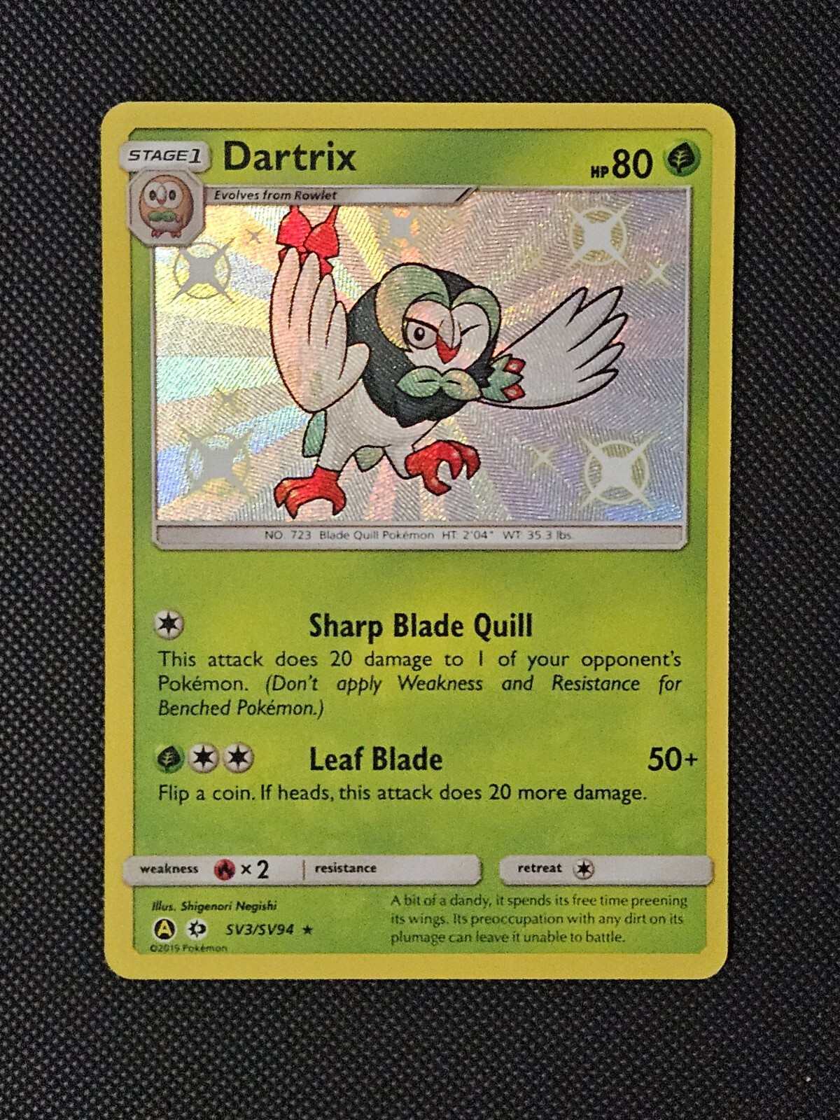 Dartrix SV3/SV94 Hidden Fates Shiny Vault Holo Rare Pokémon 2019 NM