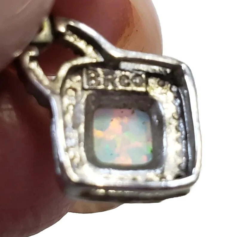 Conjunto de collar pendientes pulsera cojín blanco laboratorio ópalo radio sobre latón Foto 4 de 4