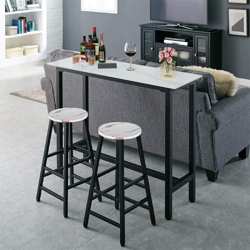 Heavy Duty Bar Table Bar Height Pub Table Rectangular Marble Top Kitchen Table - Picture 6 of 12