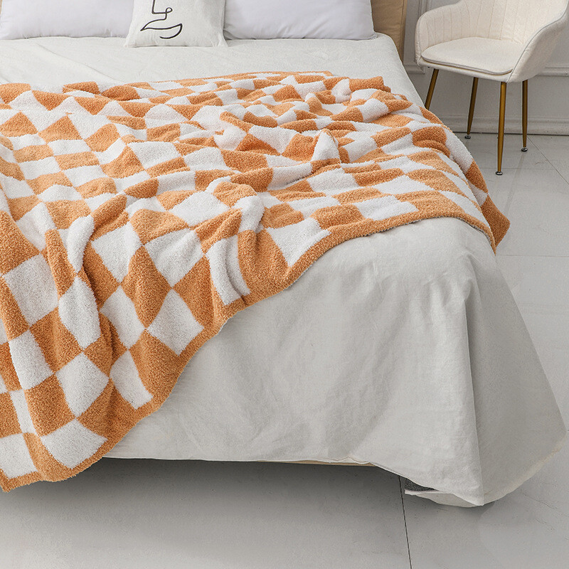 ins Nordic sofa blanket does not shed wool half blanket checkerboard