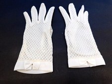  DESIGNER LADIES WHITE NYLON DRESS GLOVES UNLINED SIZE 6.5