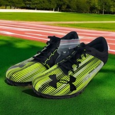 Under Armour Racing UA US Size 12 Black  Yellow Track Men's Metal Cleats