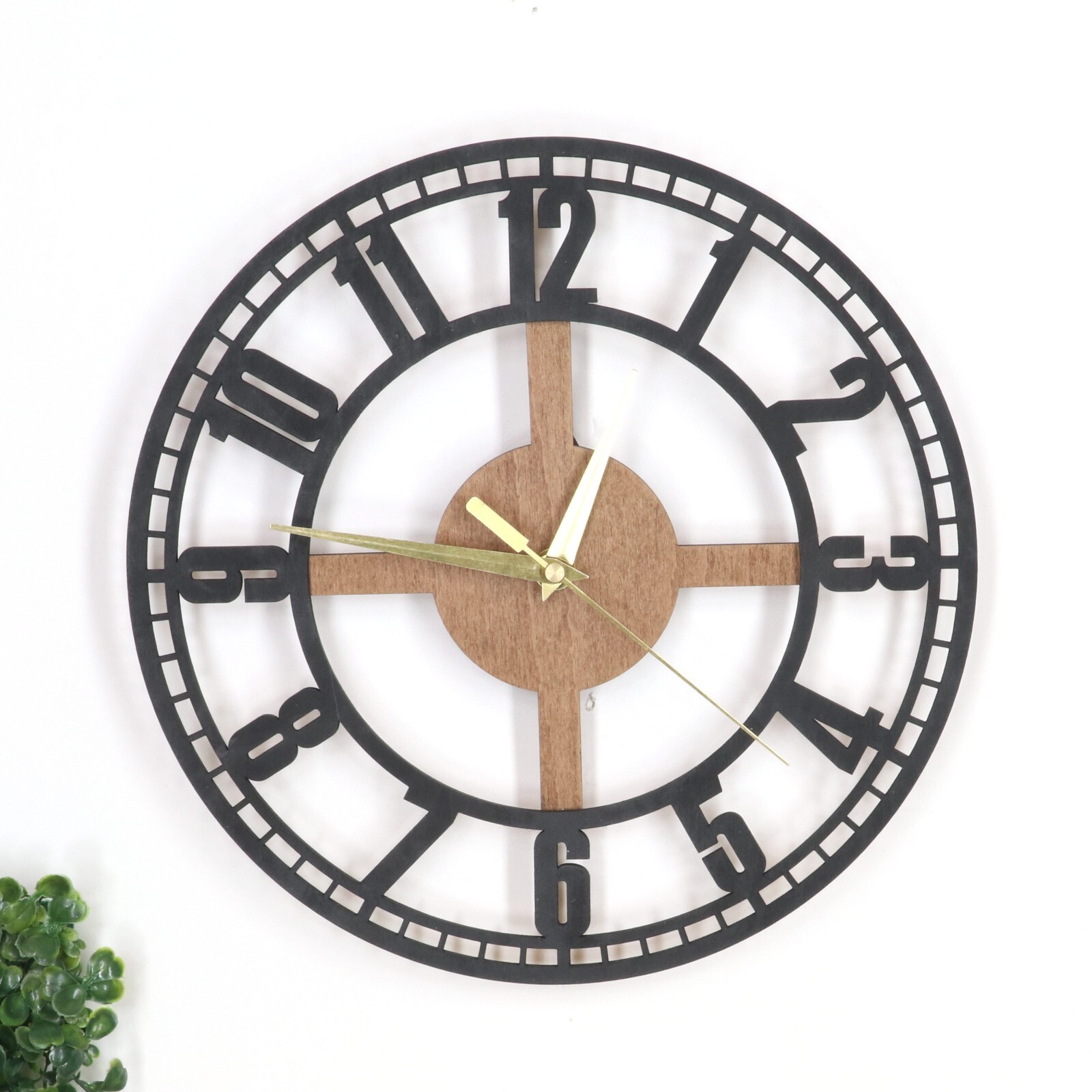 11" Moden Wooden Wall Clock with Impact Numbers Minimalist Silent Unique Clock