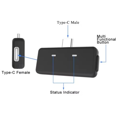 Wireless Adapter Bluetooth 5.0 aptX Low Latency USB Type C Audio Transmitter 