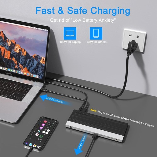 USB-C-Dockingstation mit dreifachem Display und 100-W-Ladefunktion für Laptops - Afbeelding 7 van 7