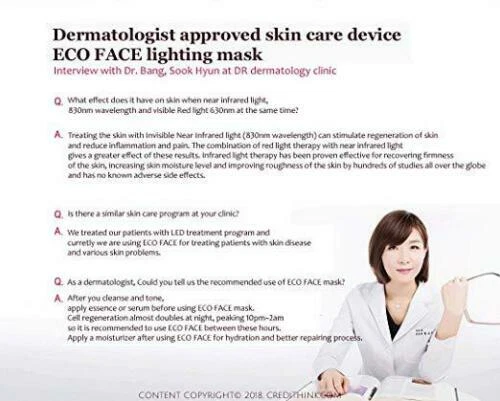 ECO FACE Near-infrared LED Photon Mask for Home Therapy 120 LED lights / Gold - Bild 5 von 9