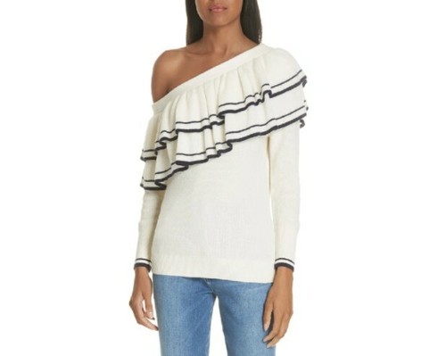 FRAME Ruffle One-Shoulder Wool Blend 