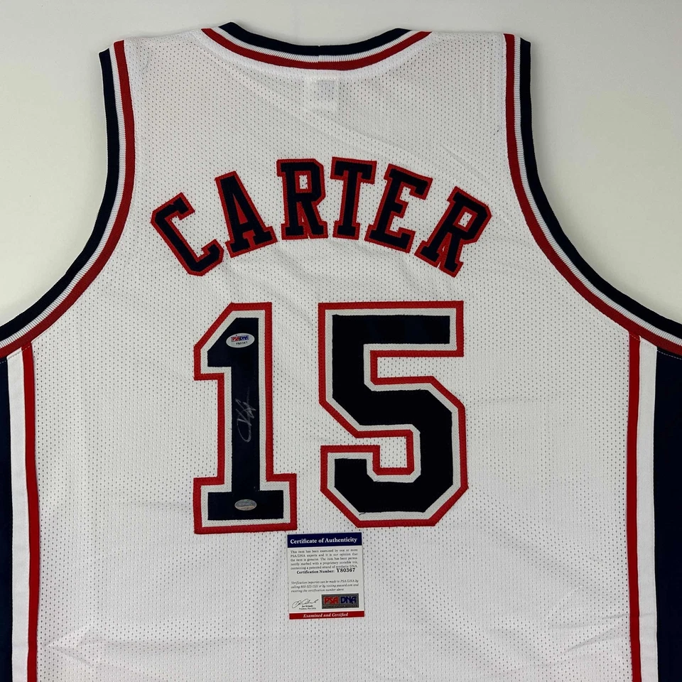 Autographed/Signed Vince Carter New Jersey White Basketball Jersey PSA/DNA COA - Image 2 of 4