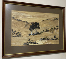 Aboriginal Painting West Australian Perth OOAK Bark Wall Art Vintage 1980s (2)