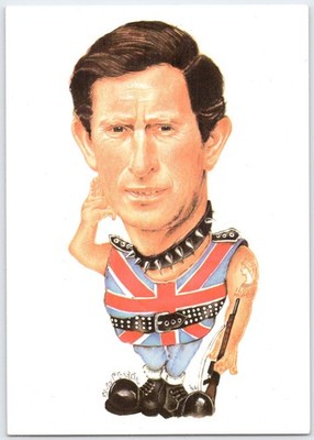 Leon Garcia Caricature Prince Charles Postcard Punk Rocker Union Jack Vest