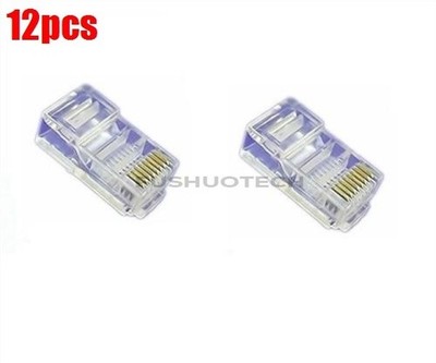 12Pcs Practical Internet Cable Modular Plug Adapter RJ45 8P8C CAT5E Gold Plat xs