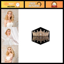 Elegant Birthday Crown Tiara for Women, Gold Plated Crystal with Sash, Party Acc