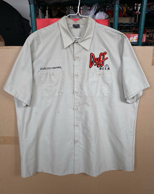 Universal Studios The Simpsons Quality Control Duff Beer Work Shirt Men XL