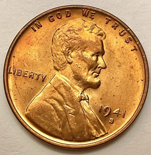 1941-S  Choice Uncirculated BU Red RD - Lincoln Wheat Cent ~ B783