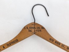 Antique Wooden Hanger Springfield MA VTG Advertising Kowalski Tailors Clothiers