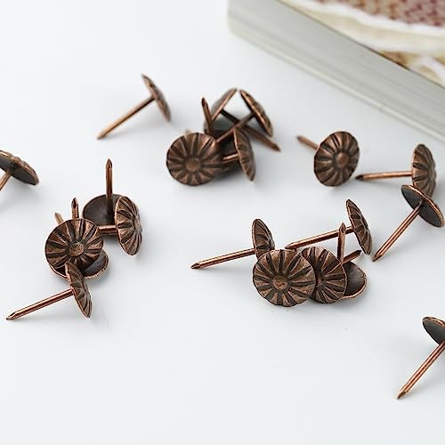 100pz Borchie Tappezzeria Eleganti Vintage Ottone Antico 10x15mm Bronzo Rosso - Foto 4 di 4