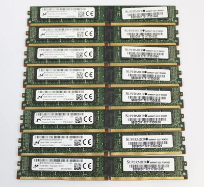 1x Micron Supermicro 8GB 1Rx4 PC4-2400T-RF1-11 DDR4 Low Profile Server RAM ECC - Image 1 of 3