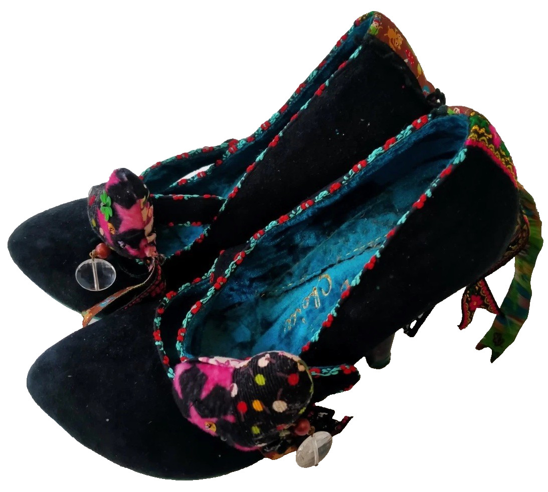 Irregular Choice Black Suede Statement Heels Embr… - image 3