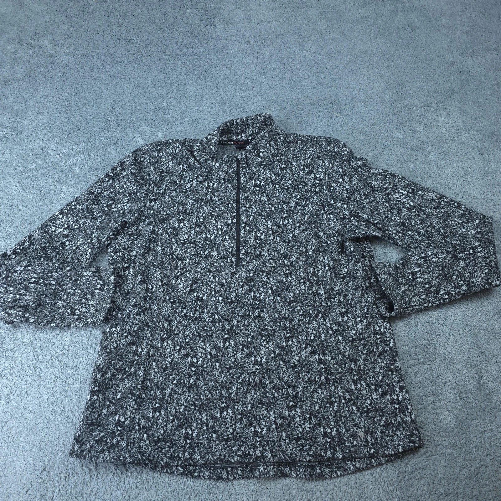 Spyder Pullover Mens 2XL Gray 1/4 Zip Active Stretch Long Sleeve Top Performance