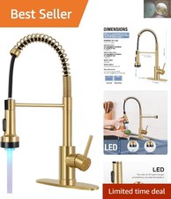 Elegant High Arch Kitchen Faucet with LED Light Adjustable Pull Down Sprayer