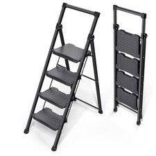 Step Ladder 4 Step Folding, 900lbs 4 Step Ladder with 4-step with handrail