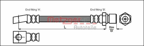 Metzger Bremsschlauch 4112812 FüR Opel Saab-image