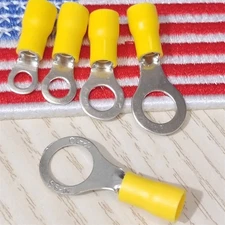 Gauge 12-10AWG Wire Crimp Connectors Ring Terminals Vinyl Eyelet - CHOOSE SIZE