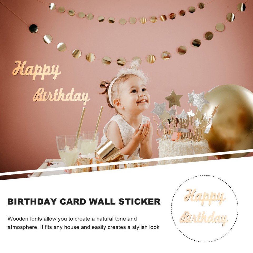 Reusable Beige Wooden Wall Sticker Photo Prop Birthday Party Supplies ...