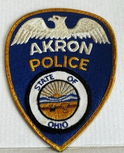 VINTAGE AKRON OHIO OH POLICE DUTY-WORN EAGLE TOP SHOULDER PATCH