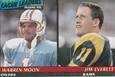 Warren Moon Topps Oilers Yankees Jim Everett Rams Golden Eagles League Leaders