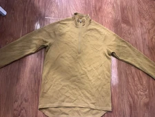 Ibex Men’s Large Woolies 1/4 Pro Tech  Mustard Yellow Pullover Sweater