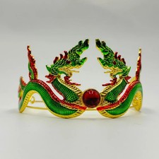 Naga Head Crown Dress Costume Enameled Headpiece Ceremonial Thai Dance Jewelry
