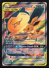 Carta Pokemon promozionale Holo Eevee & Snorlax GX SM169 Sole e Luna Stella Nera
