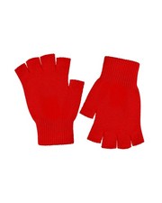Red Fingerless Gloves Kids Winter Half Finger Warm Knit One Size,