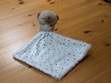Mothercare Teddy Bear Fluffy Comforter Blanket Spotted White plush Soft Toy