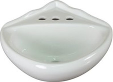 White Ceramic Wall Hung Corner Sink with Concealed Round Overflow, 16.5" x 15"