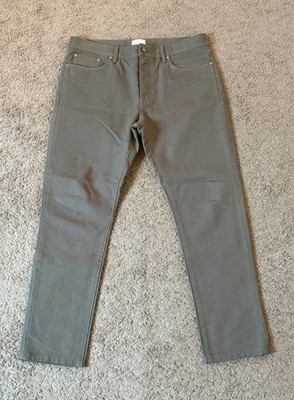 $185 Sid Mashburn Men's Gray Canvas 5 Pocket Pants 38x34 Button Fly Jeans