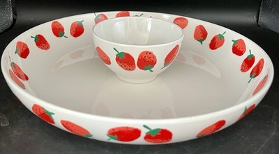 Kate Spade Large Strawberries Melamine Chip And Dip Bowl