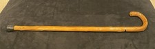 Vintage Wooden Gentlemens Walking Stick Cane Crook Curved Handle Made In England
