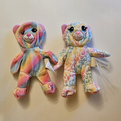 Build-A-Bear Workshop Multicolor Bear Plush Lot of 2, Washable, Small 6-14 in