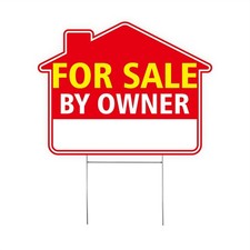 For Sale By Owner Yard Sign with Stake   17" x 13" Double-Sided Corrugated