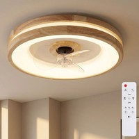 Deckenventilator Deckenlampe Holz LüFter KüHler Dimmer Fernbedienung Led D 50 Cm