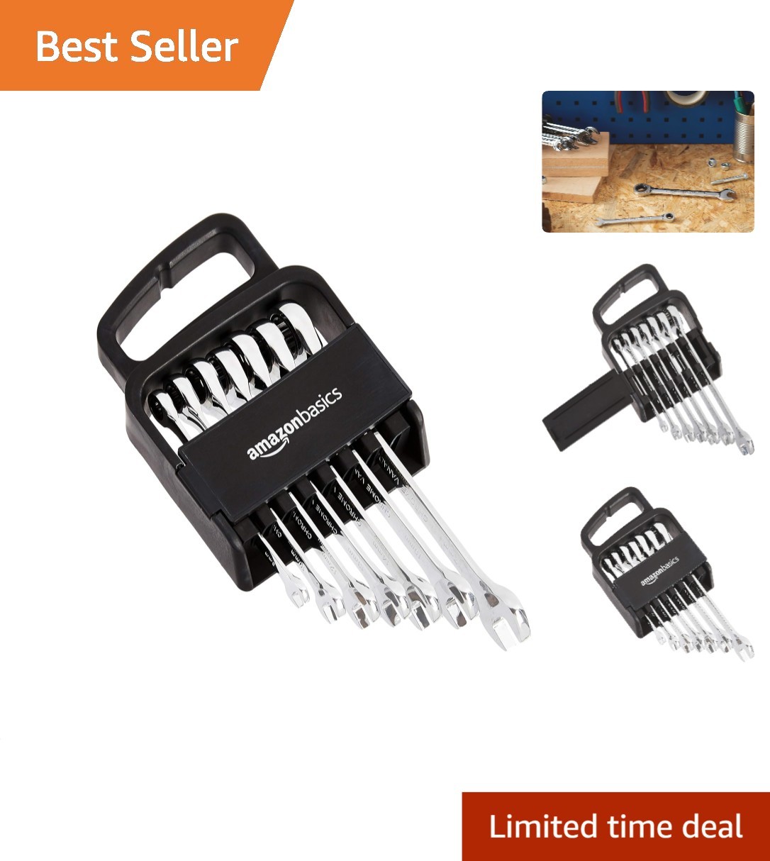 7-Piece Metric Ratcheting Combination Wrench Set with Chrome Finish & Durability