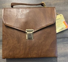 VTG Irvinware Bartender Travel Set 2 Glass Flasks Brown Leather Case W/Utensils