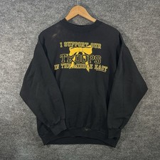 Vintage 90s Desert Storm Sweatshirt Mens XL Military USA Support Our Troops Flag