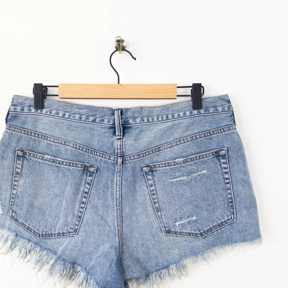 Free People Loving Good Vibrations Cotton Frayed Denim Shorts - Size 30 UK 14 - Image 4 of 4