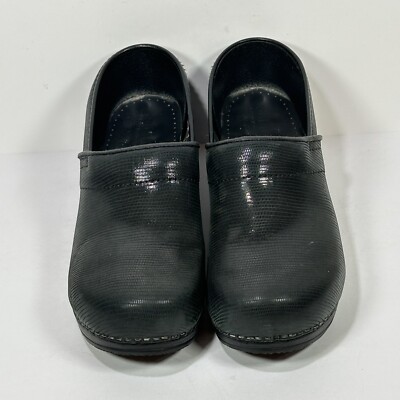 Sanita Danish Clogs Womens EU 41 US 9.5-10 Faux Snake Skin Black Shoes Slip On