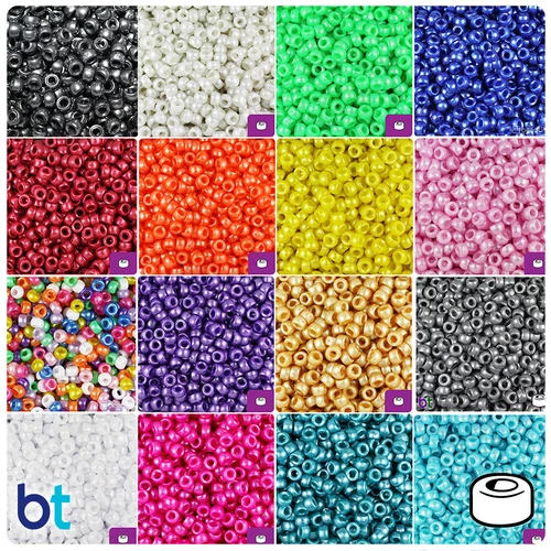 BeadTin Pearl 6.5mm Mini Barrel Pony Beads (1000pcs) - Color choice
