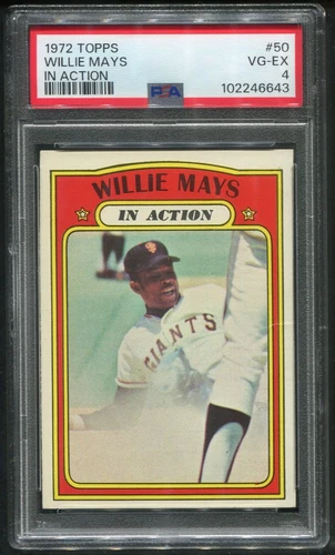 1972 Topps #50 Willie Mays "In Action" PSA 4 VG-EX, Well Centered!